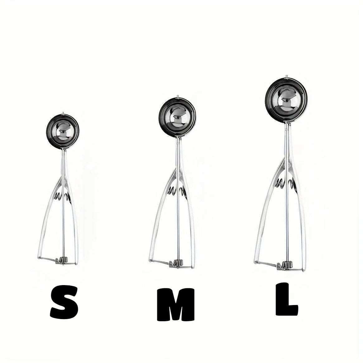 3pc Stainless Steel Ice Cream Scoop Set Trigger Cookie Dough Baller