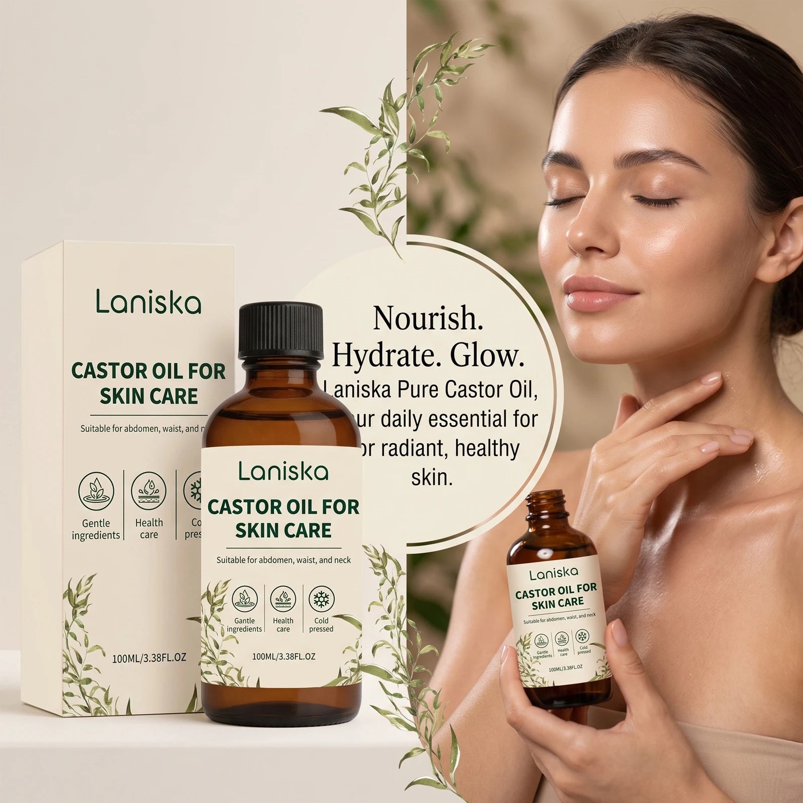 Laniska Cold Pressed Castor Oil for Skin Hydration and Body Massage Care - 2