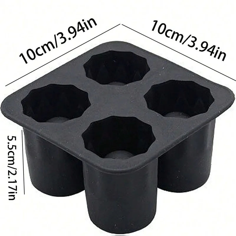 4 Cup Silicone Ice Shot Glass Mold Tray for Whiskey and Cocktails - 14