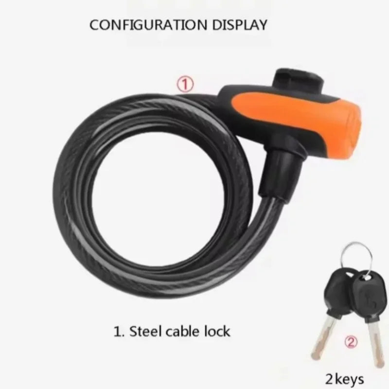 Heavy Duty Bike Lock Steel Cable Anti Theft Security Chain for Bicycle
