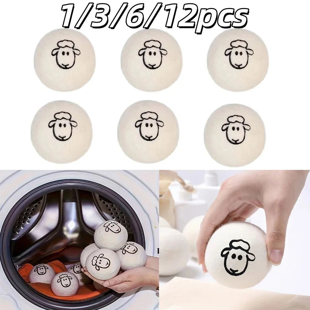 Reusable Wool Dryer Balls Laundry Softener and Quick Dry Laundry Tool