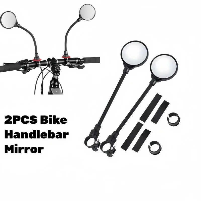 Universal Bike Handlebar Mirror Adjustable Wide Angle Rearview Cycling - 7