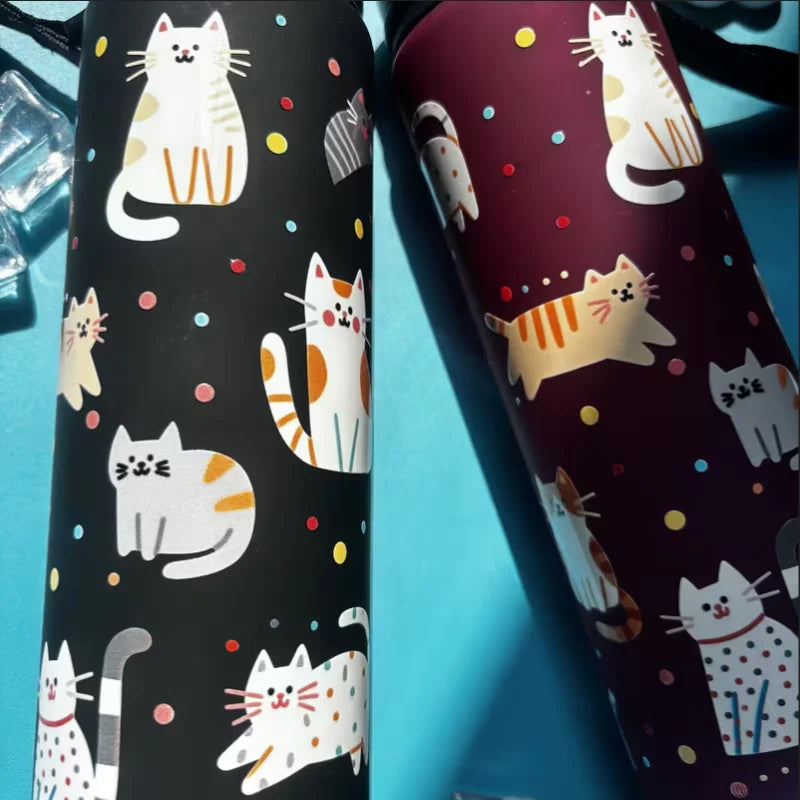 750ml Cat Water Bottle Leak Proof Portable Sports Gym Travel Cup - 6