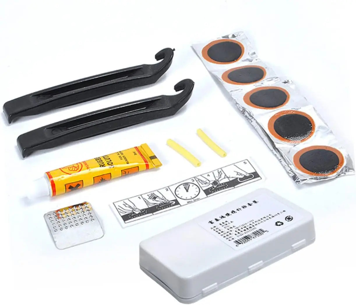Bicycle Tire Repair Kit Compact Flat Tire Fix Puncture Patch Tool Set