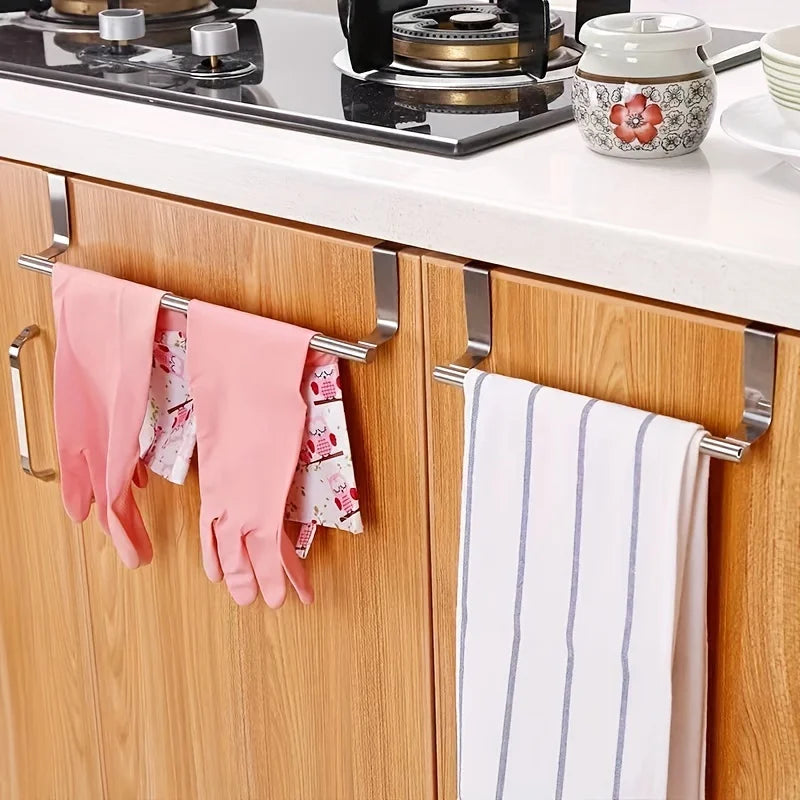 Over Cabinet Towel Rack Stainless Steel Bathroom Kitchen Storage Hanger