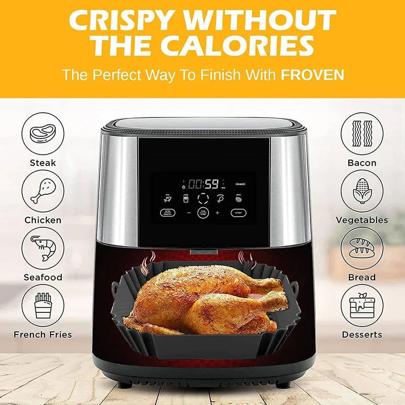 Square Silicone Air Fryer Liner Reusable Baking Pot Tray Basket