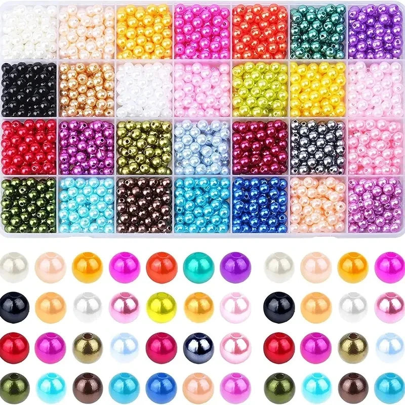 1960pcs 6mm Pearl Beads Kit 28 Color Loose Beads for Jewelry Making