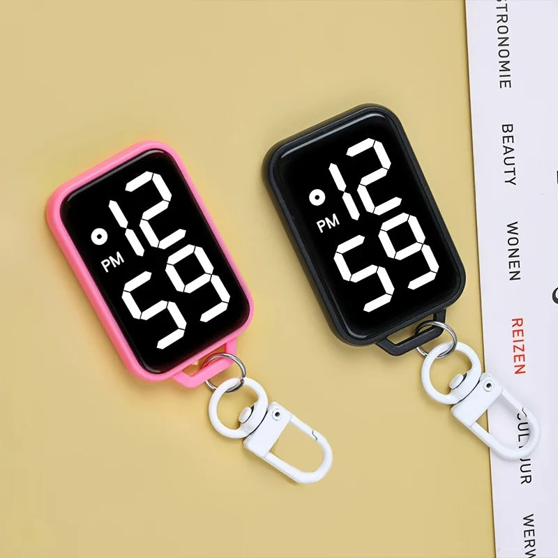 LED Digital Keychain Watch Portable Electronic Pendant Clock - 16