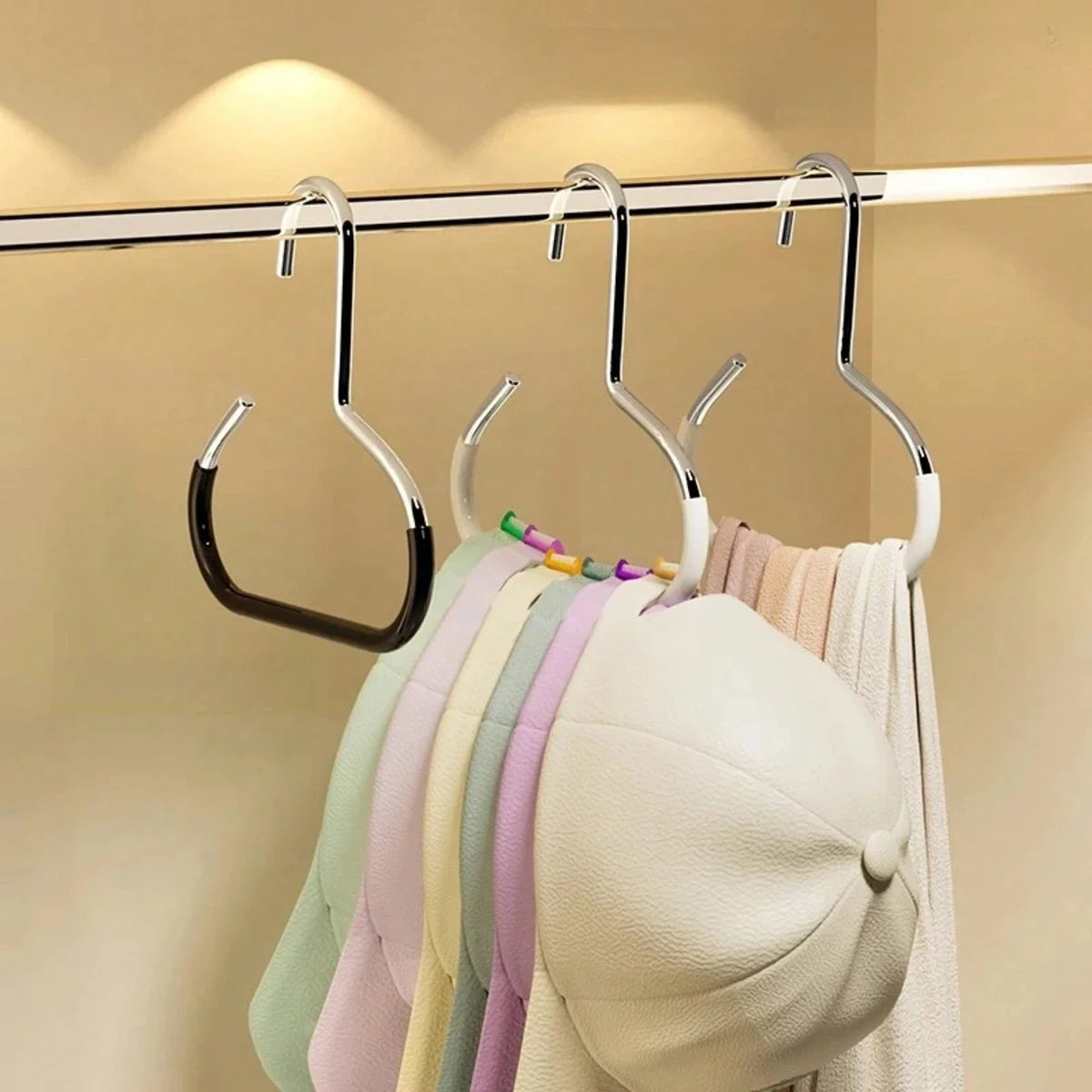 Closet Hat Hanger Organizer Rack for Baseball Caps Scarves and Ties - 2