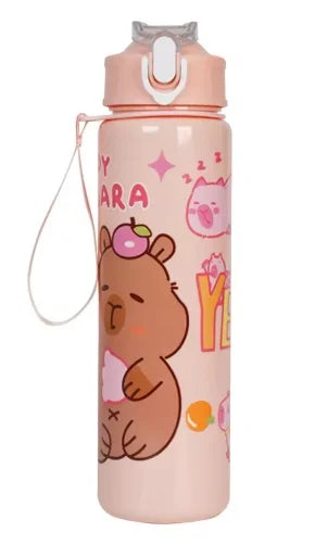 Cute Capybara Water Bottle 700ml Leak Proof Sports Straw Cup - 12