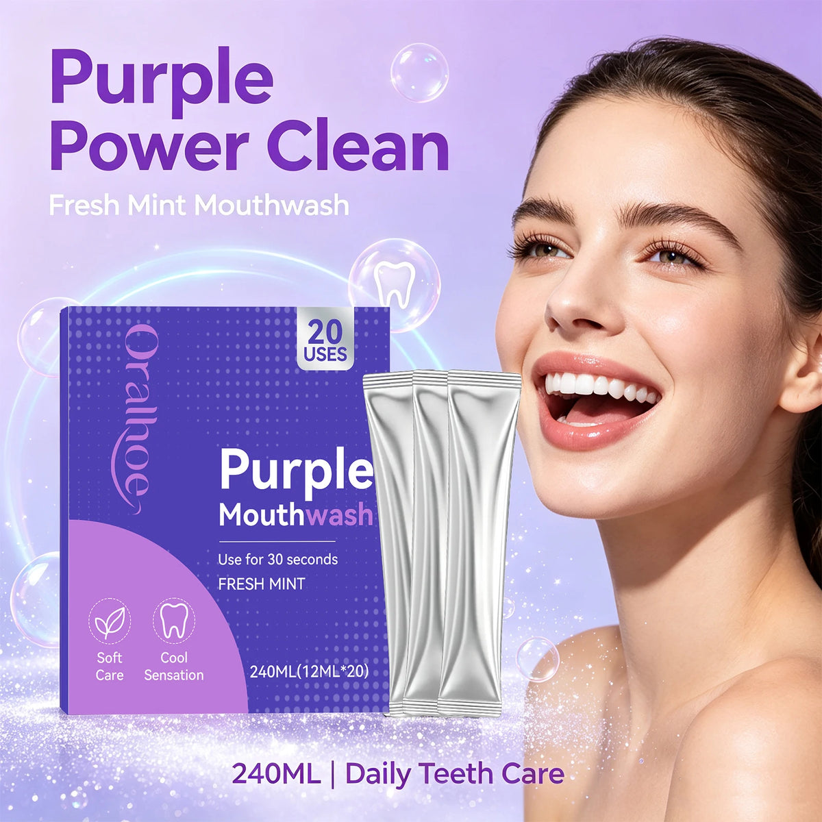 Purple Mouthwash Refreshing Breath Bad Breath Rinse Oral Care