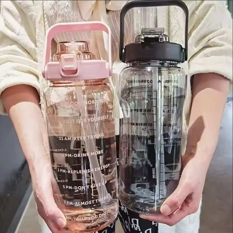 2L Motivational Water Bottle Large Sports Fitness Jug with Straw - 3