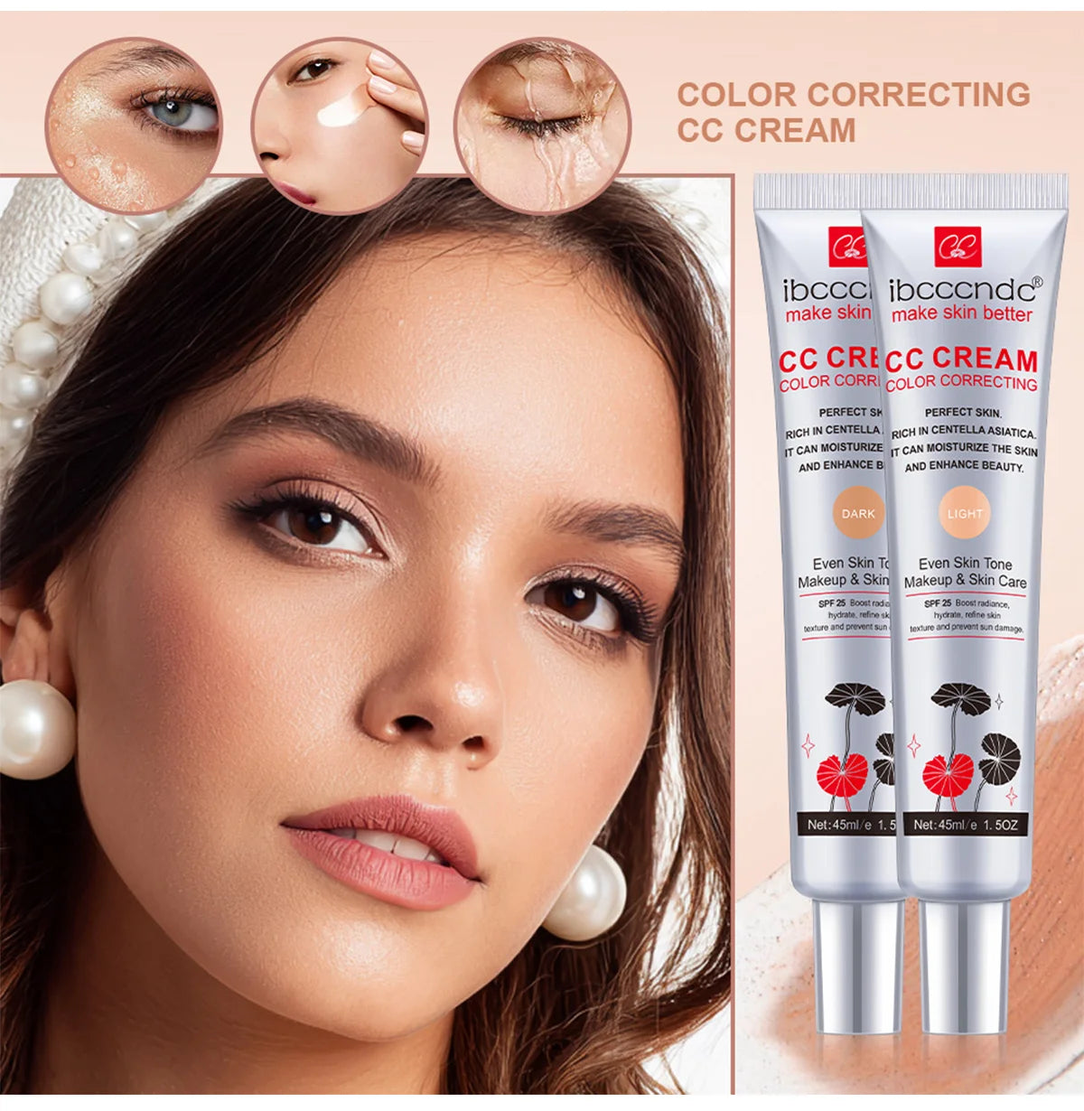 Color Correcting CC Cream Moisturizing Waterproof Makeup Foundation - 10