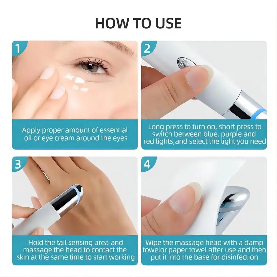 3 in 1 LED Eye Care Facial Massager Photon Light Wand - 6