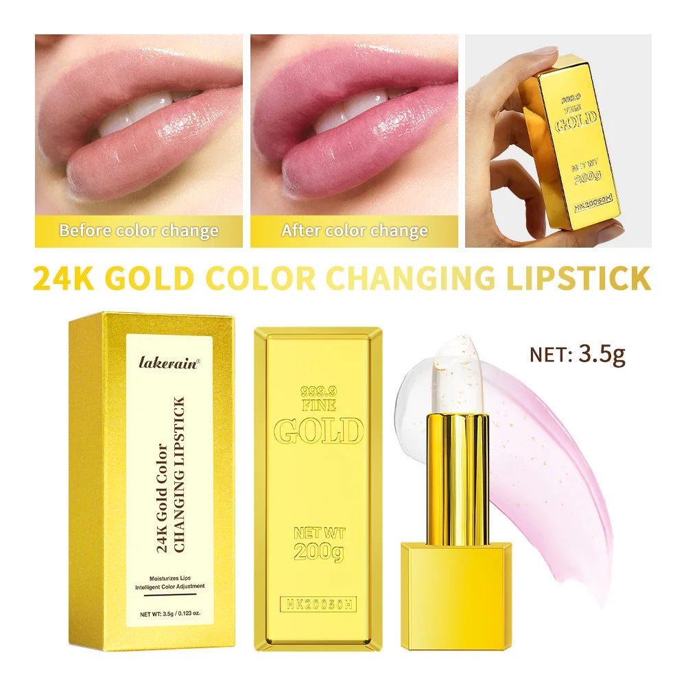 24K Gold Color Changing Lipstick & Moisturizing Lip Balm