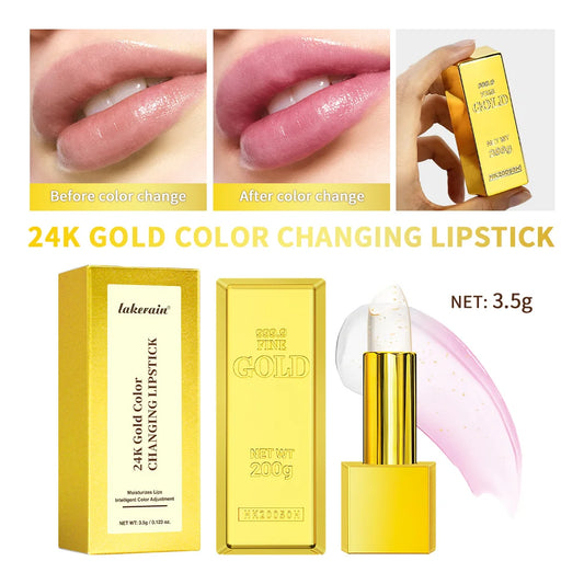 24K Gold Color Changing Lipstick & Moisturizing Lip Balm