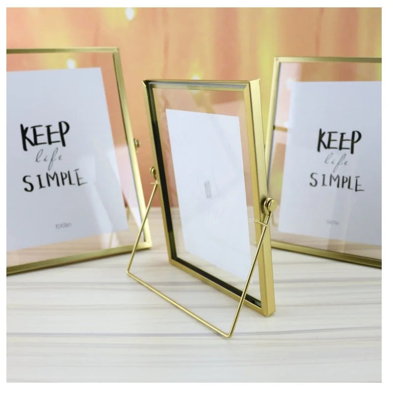 Floating Picture Frame Metal Acrylic Desktop Display for Photos Flowers - 5