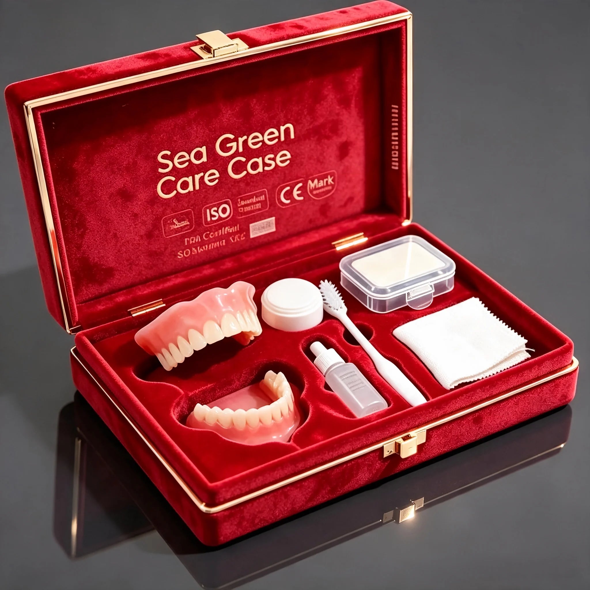 Complete Denture Set False Teeth With Storage Case And Toothbrush - 8