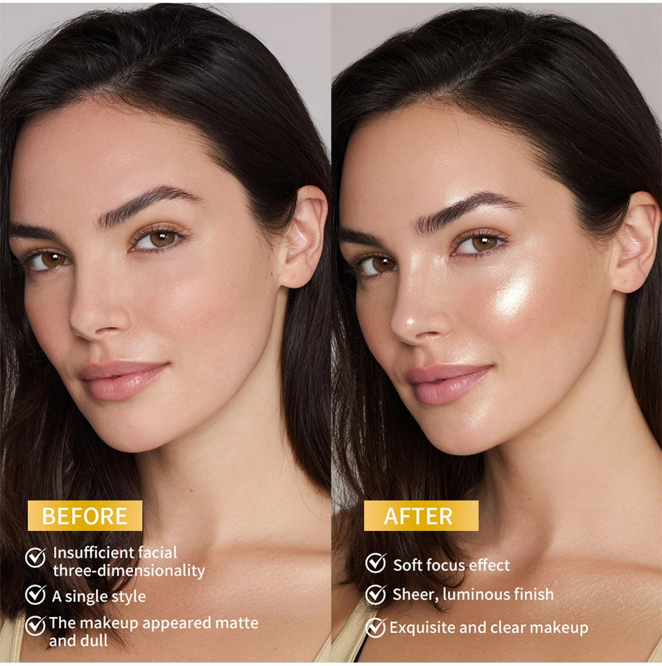 Baked Highlighter Powder Pearl Shimmer Natural Radiant Glow Makeup