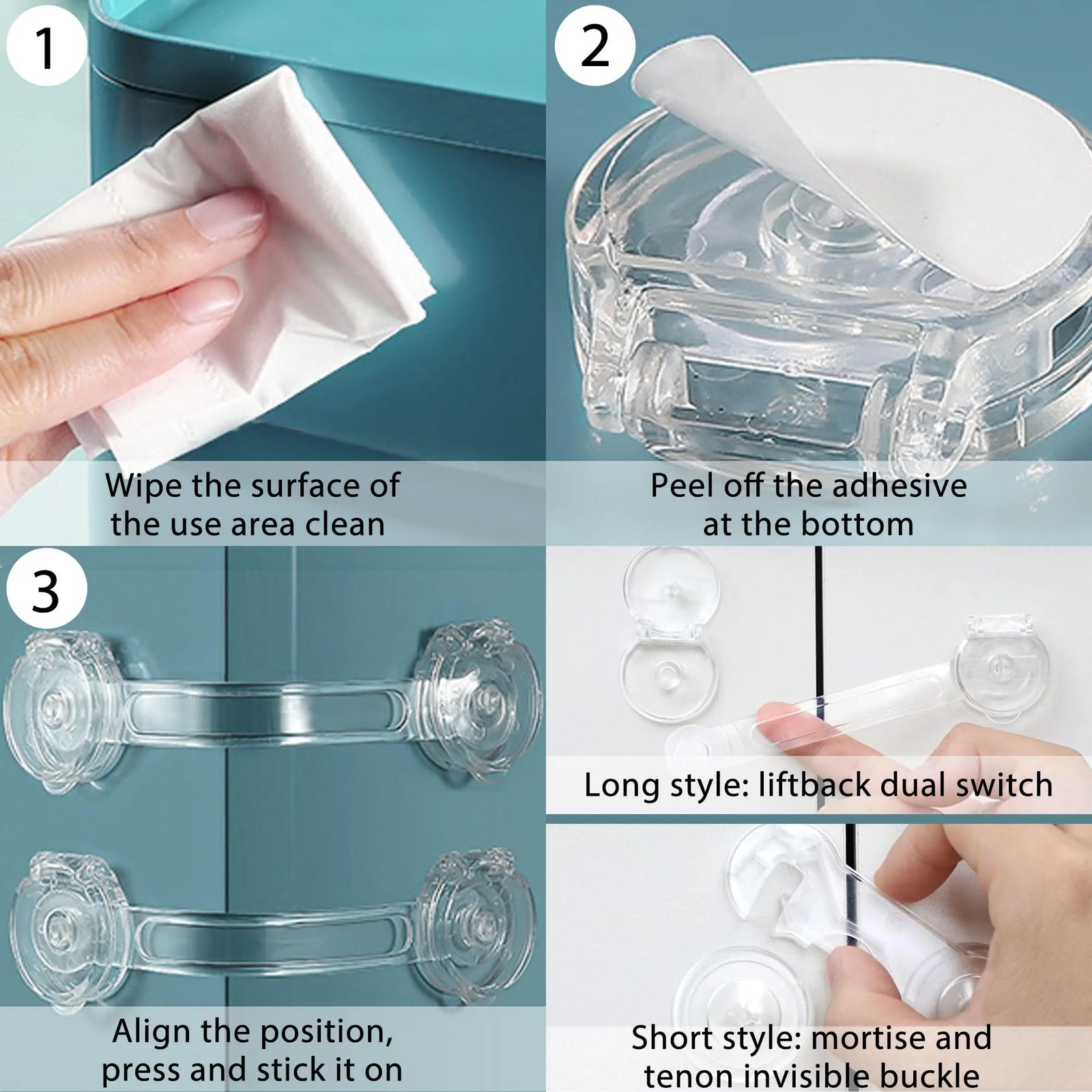 Child Safety Cabinet Locks Transparent Anti Pinch Strap Security Latches