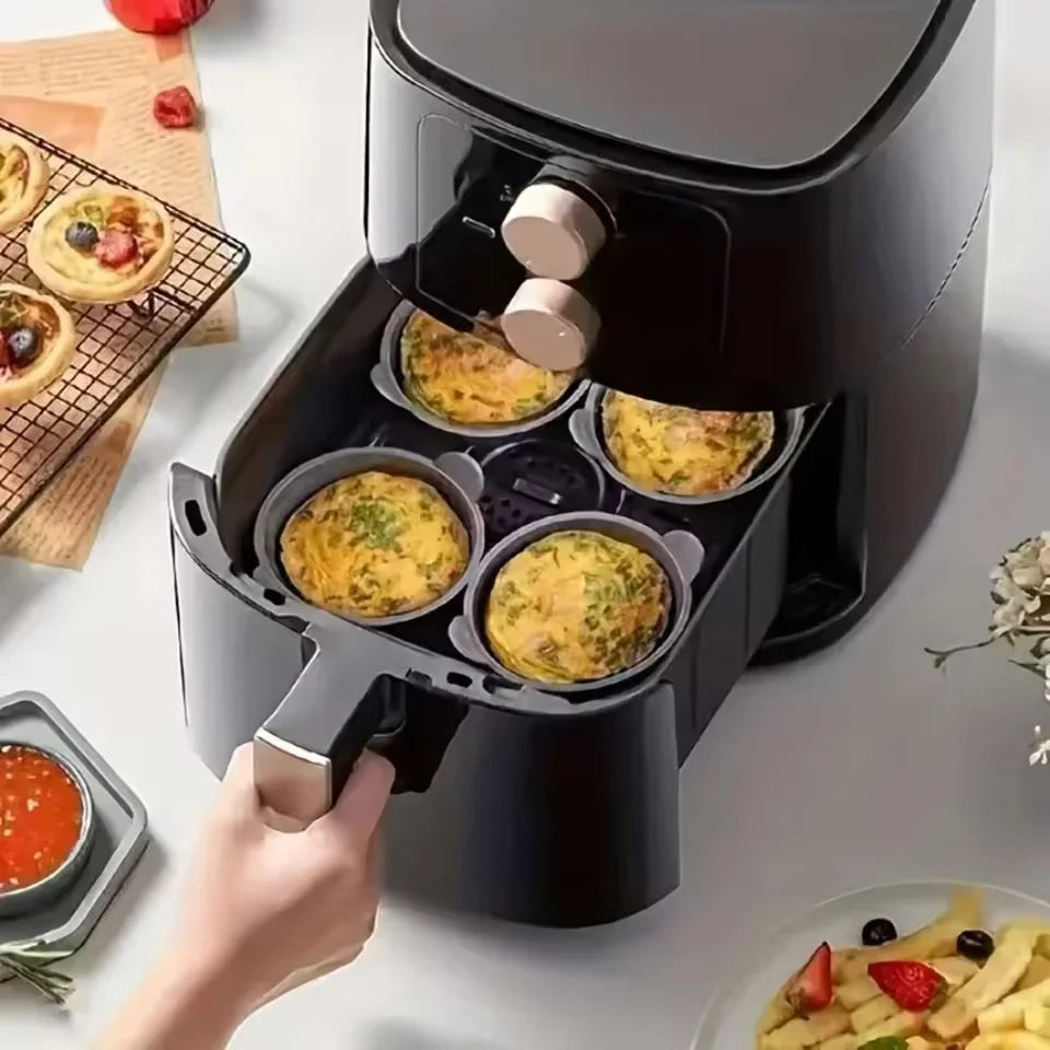 Silicone Air Fryer Baking Cups Nonstick Muffin Ramekins Egg Cooker Set - 2