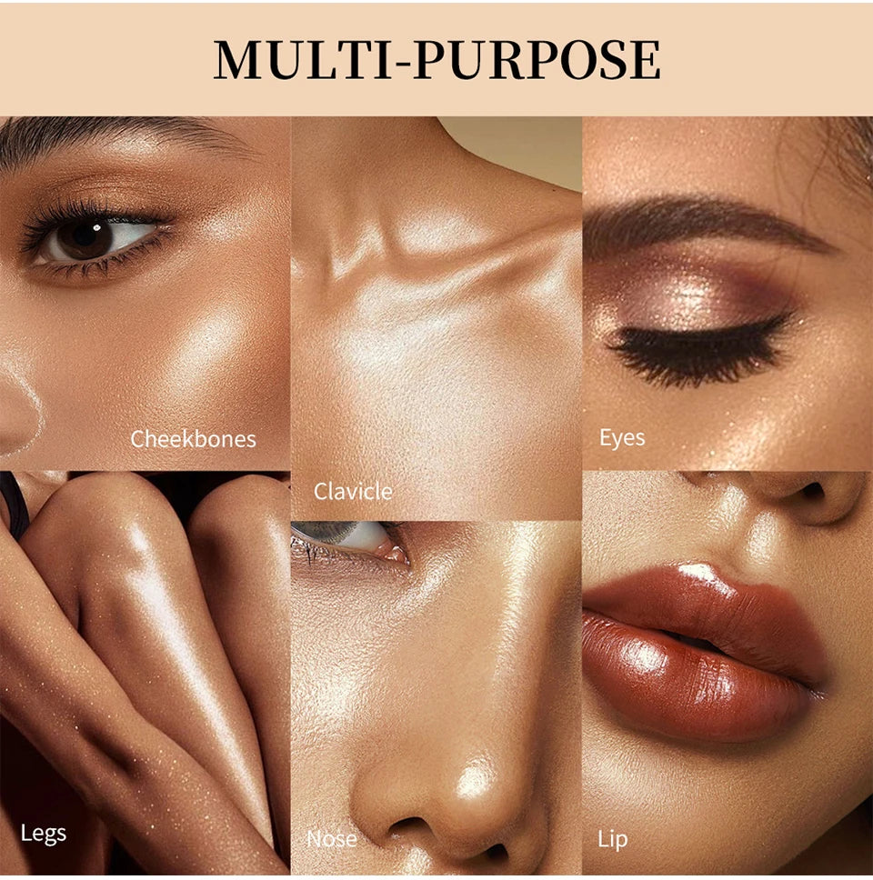Waterproof Shimmer Highlighter Powder Natural Glossy Effect Makeup