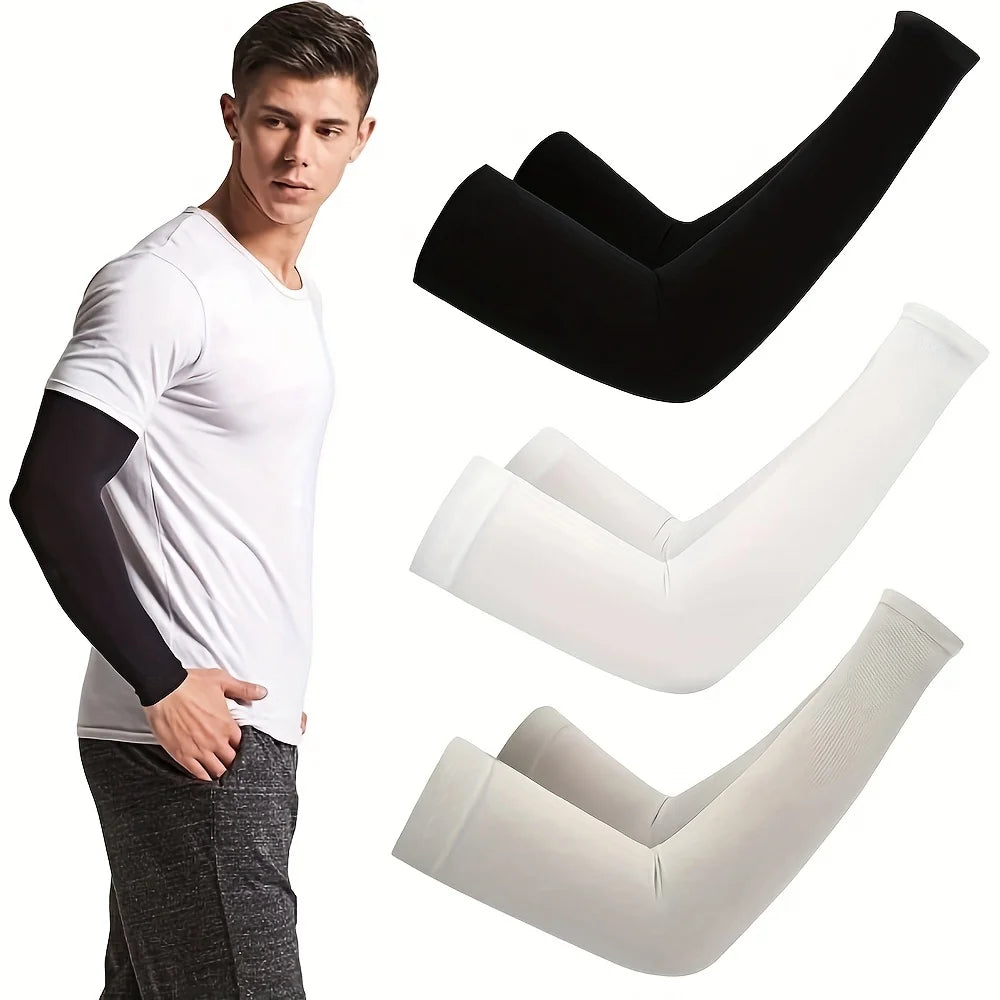 3 Pairs Cooling Arm Sleeves Breathable Sun Protection Cycling Covers - 14
