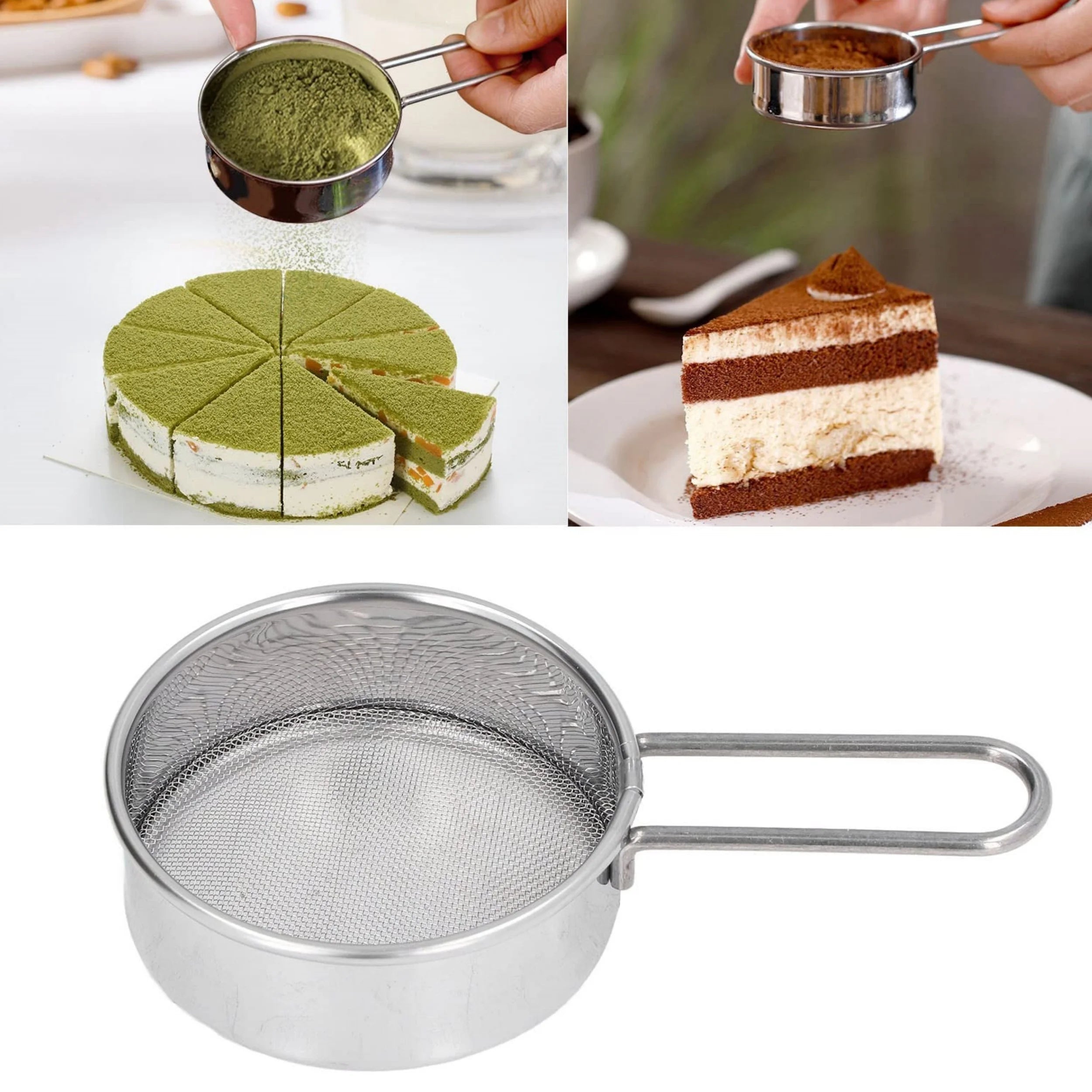 Stainless Steel Flour Sieve Fine Mesh Strainer Baking Powder Sifter - 8