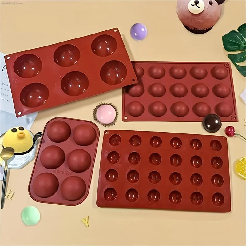 Silicone Semi Sphere Mold Half Ball Baking Tray for Chocolate Mousse - 1