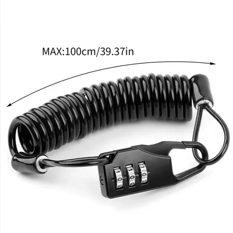 Portable 3-Digit Helmet Lock Mountain Bike Bicycle Password Cable Lock