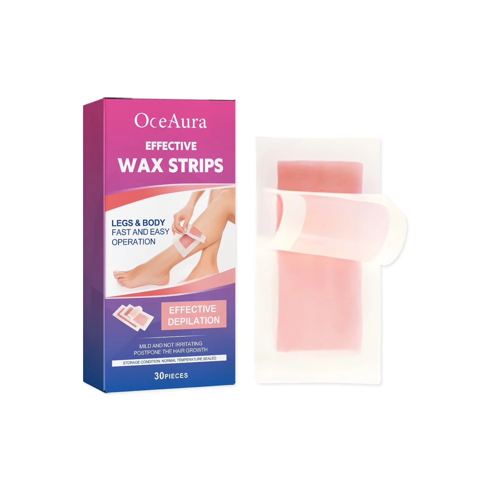 OceAura Full Body Depilatory Wax Strips for Smooth Hair Removal - 10