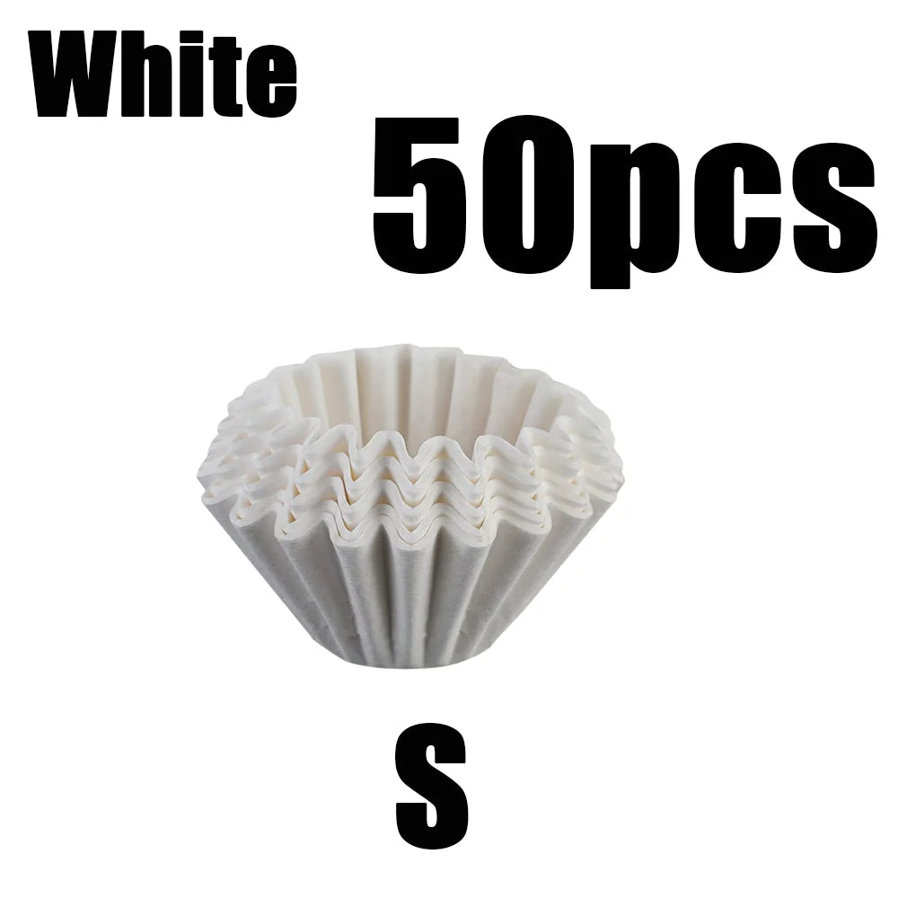 50/100pcs Coffee Filter Paper Bowl Shape Drip Basket for Pour Over Brew