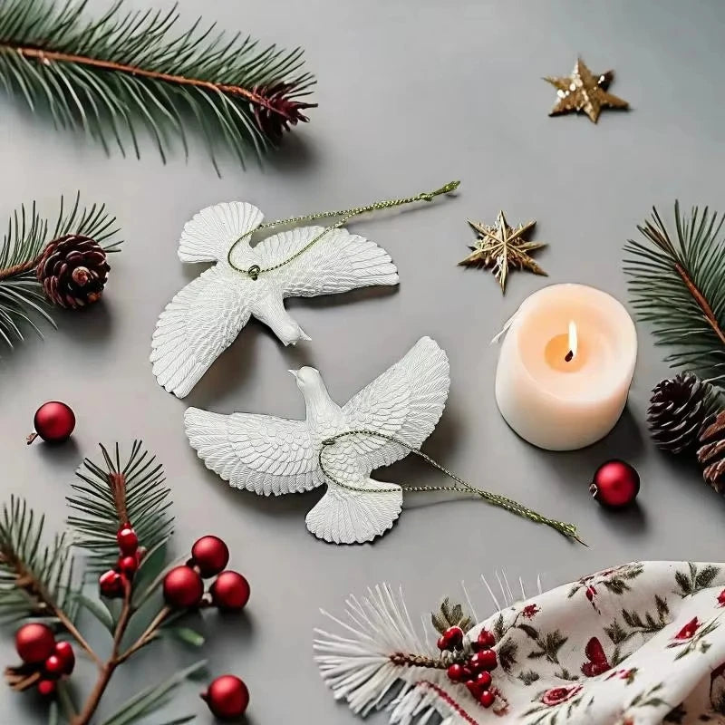 Peace Dove Christmas Ornaments Resin Hanging Tree Decor Gift Set