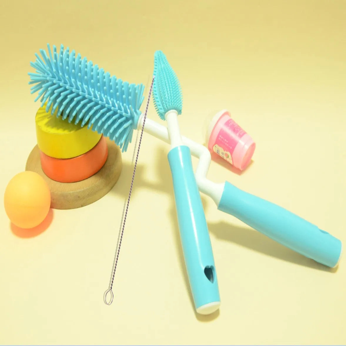 Silicone Baby Bottle Cleaning Brush Set with Straw and Pacifier Cleaner - 4