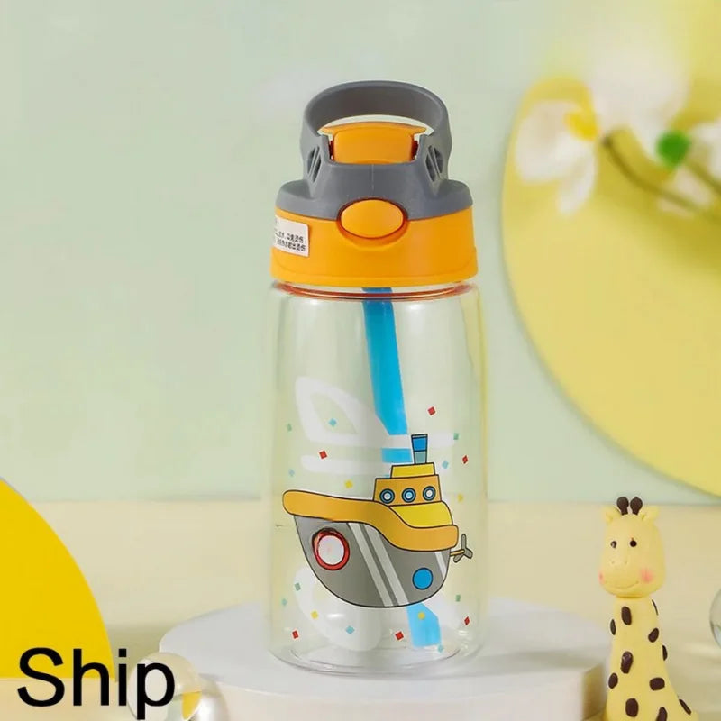 Kids Water Bottle with Straw Cartoon Sippy Cup Leakproof Drinking Bottle - 12