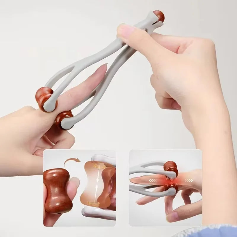 Wood Finger Massage Roller Hand Acupressure Stick Relief Tool - 1