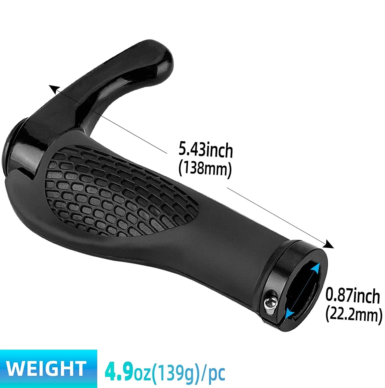 Ergonomic MTB Bicycle Handlebar Grips Anti Slip Rubber Lock On Set - 6