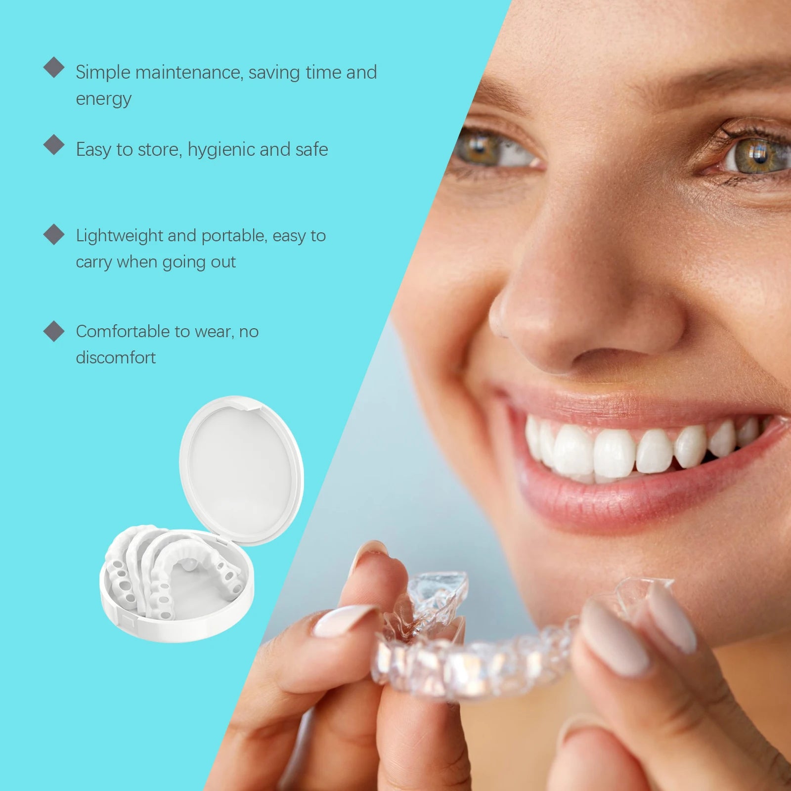 Adjustable Snap Dentures Missing Teeth Repair Upper Lower Jaw - 11