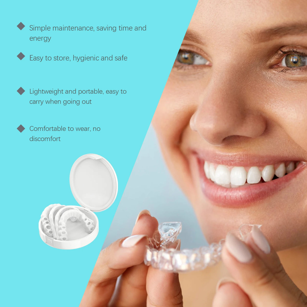 Adjustable Snap Dentures Missing Teeth Repair Upper Lower Jaw