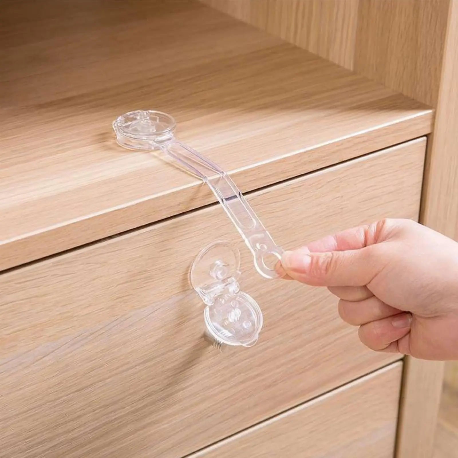 Child Safety Cabinet Locks Transparent Anti Pinch Strap Security Latches - 3