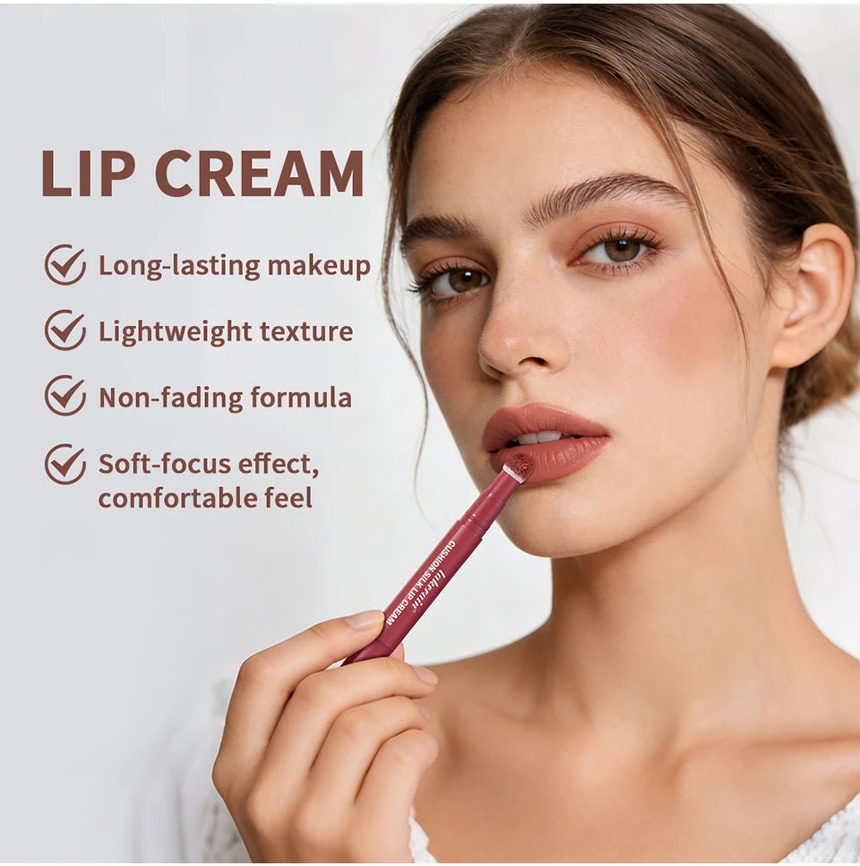 2 in 1 Lip Powder Cream & Blush Waterproof Long Lasting Lip Glaze