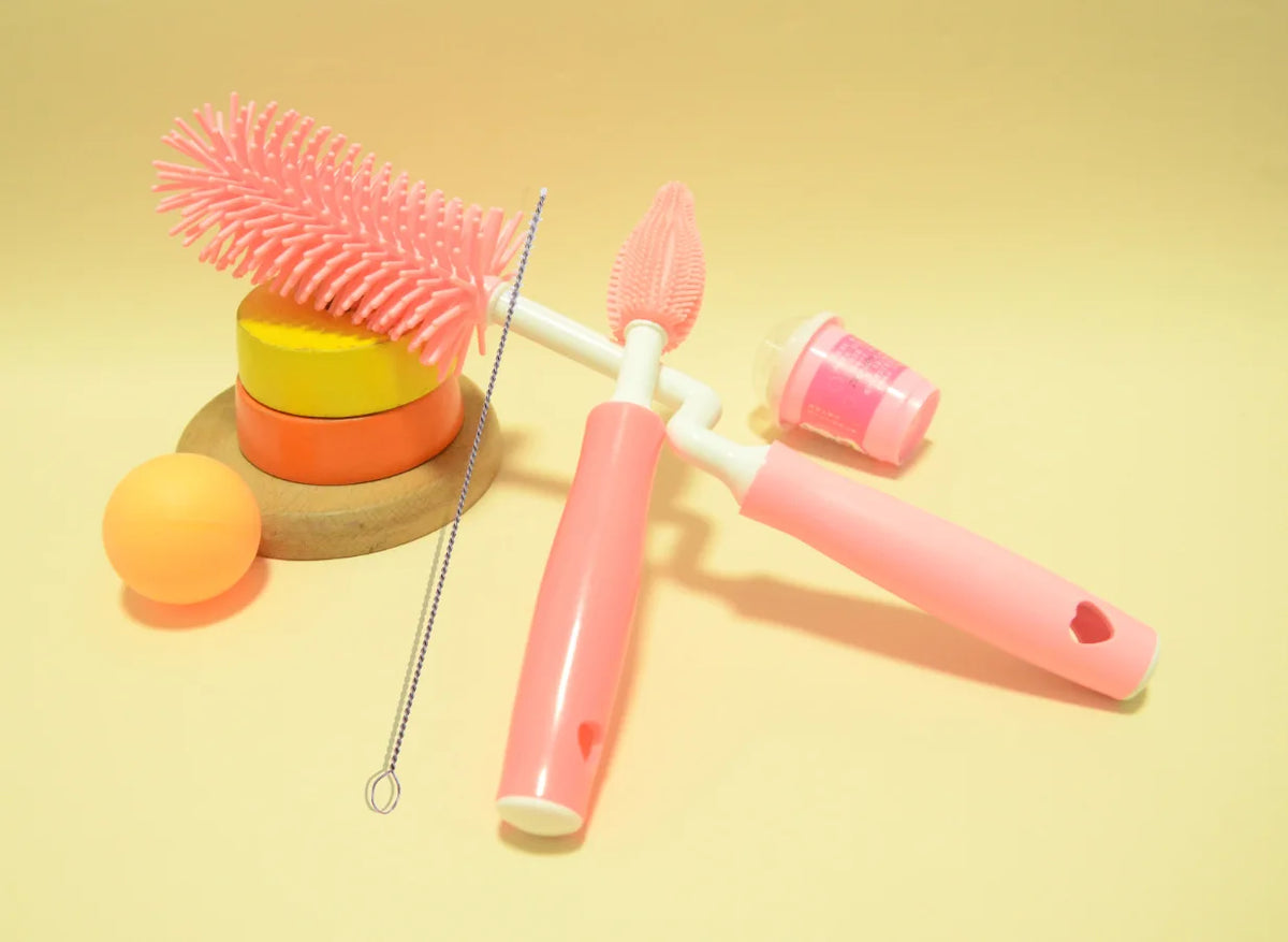 Silicone Baby Bottle Cleaning Brush Set with Straw and Pacifier Cleaner