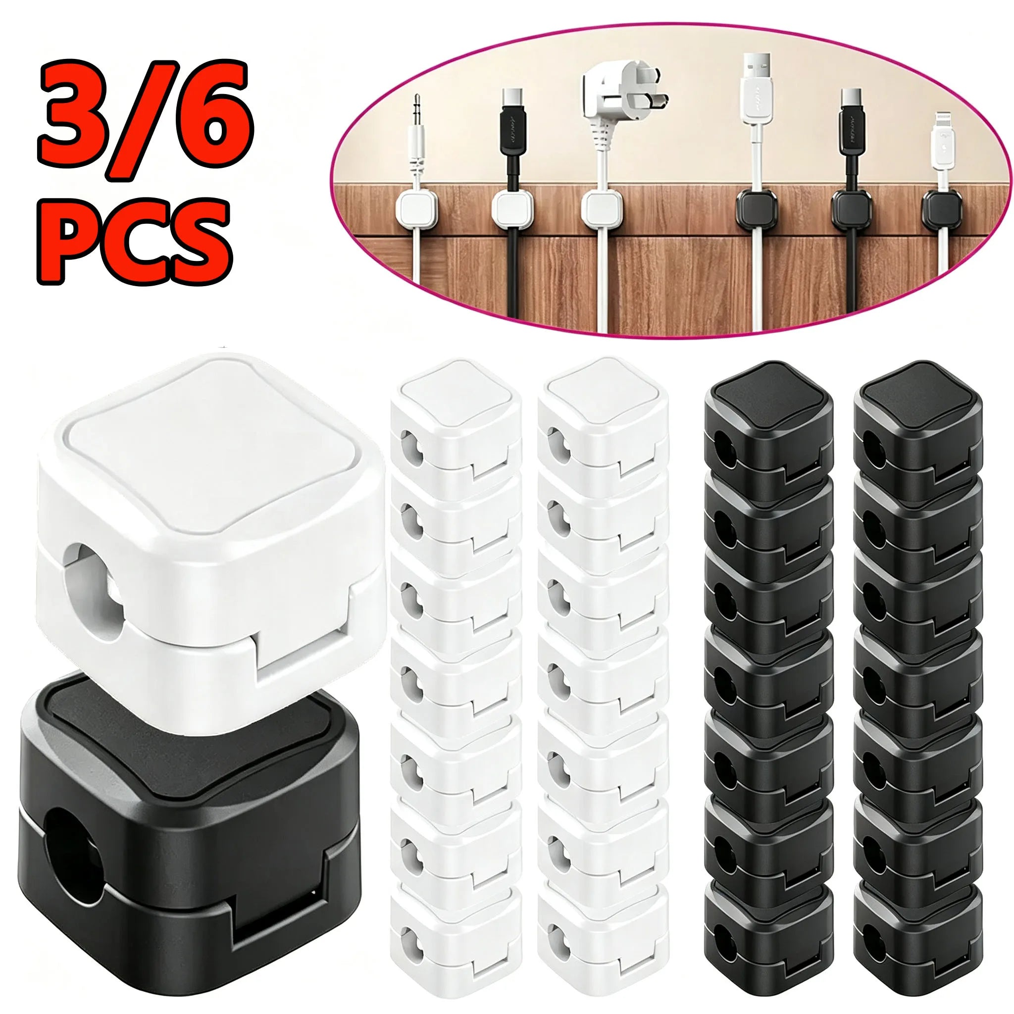 Magnetic Cable Clips Adhesive Cord Organizer Desk Wire Management Holder - 1