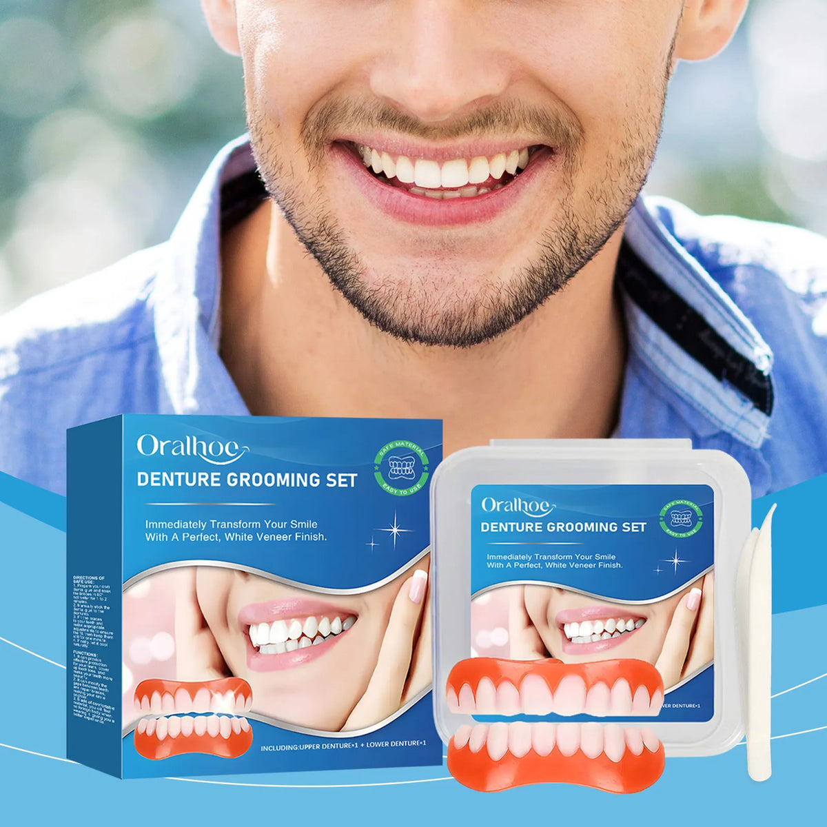 Silicone Dentures Full Set False Teeth Veneers