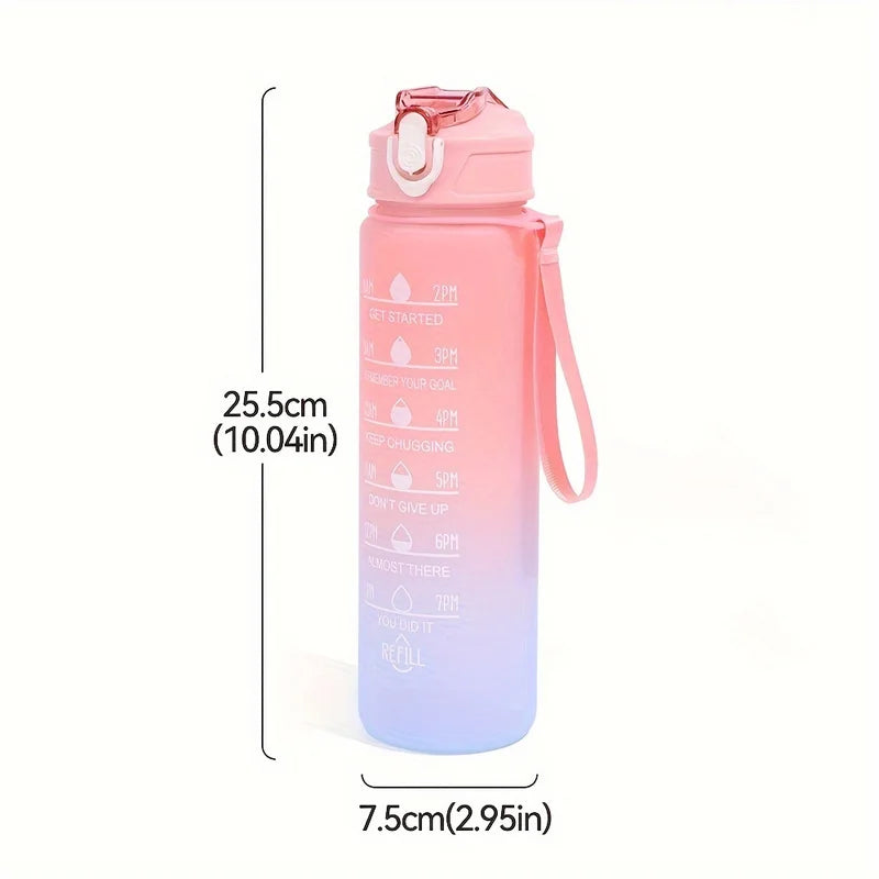 900ml Motivational Water Bottle Leak Proof Sports Jug with Straw