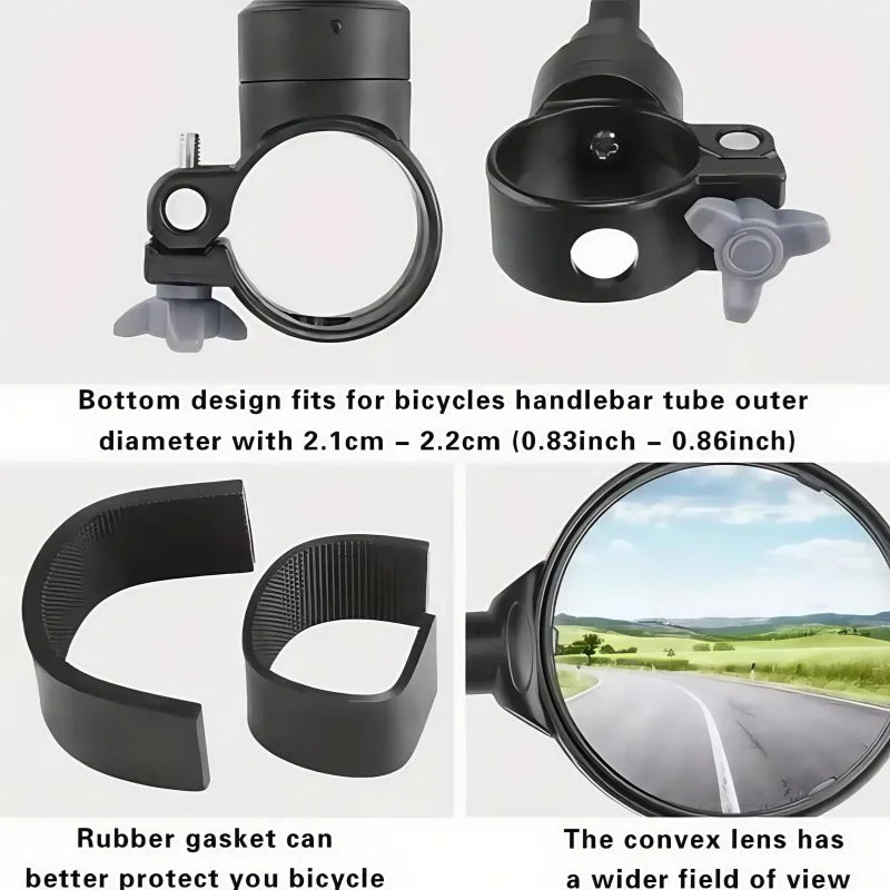 Universal Bike Handlebar Mirror Adjustable Wide Angle Rearview Cycling - 5