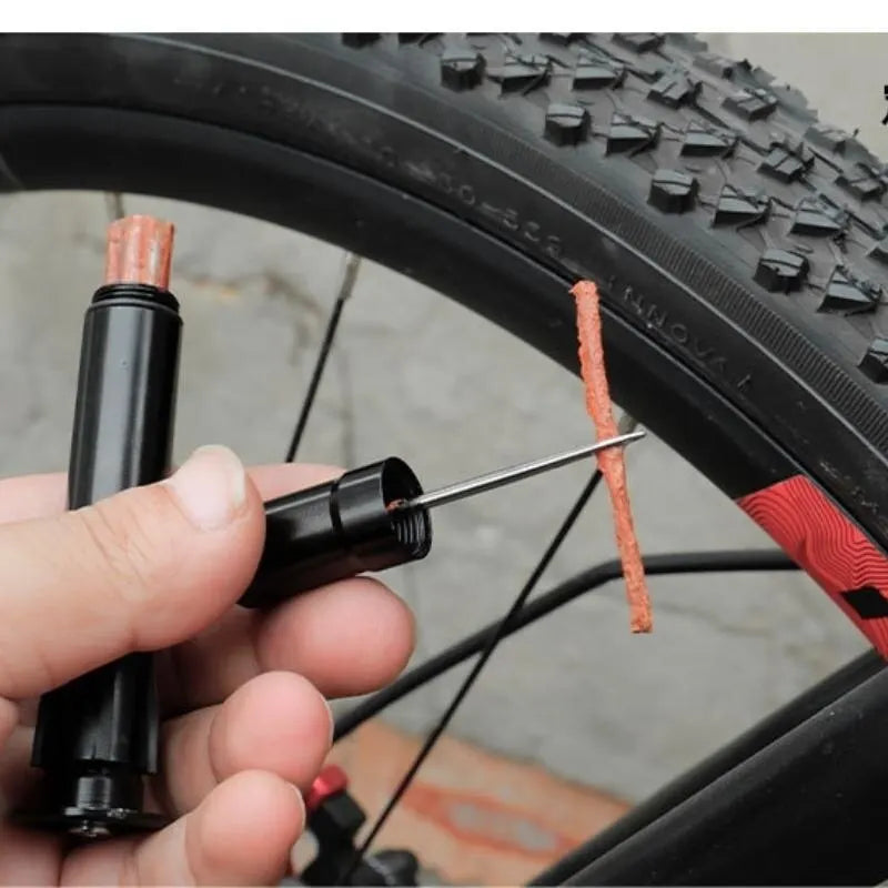 Tubeless Bicycle Tire Repair Kit Portable Bike Puncture Plug Tool - 6