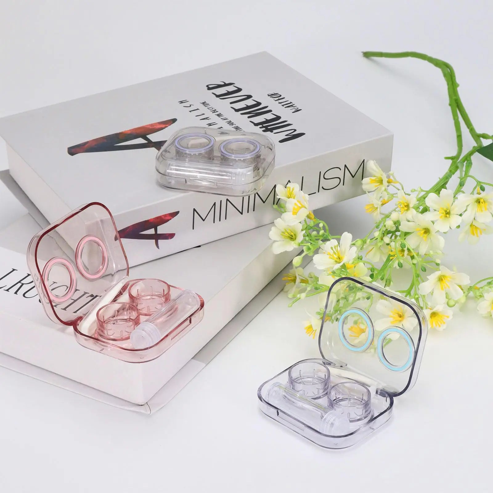 Portable Contact Lens Case Travel Storage Kit with Tweezer and Suction - 9