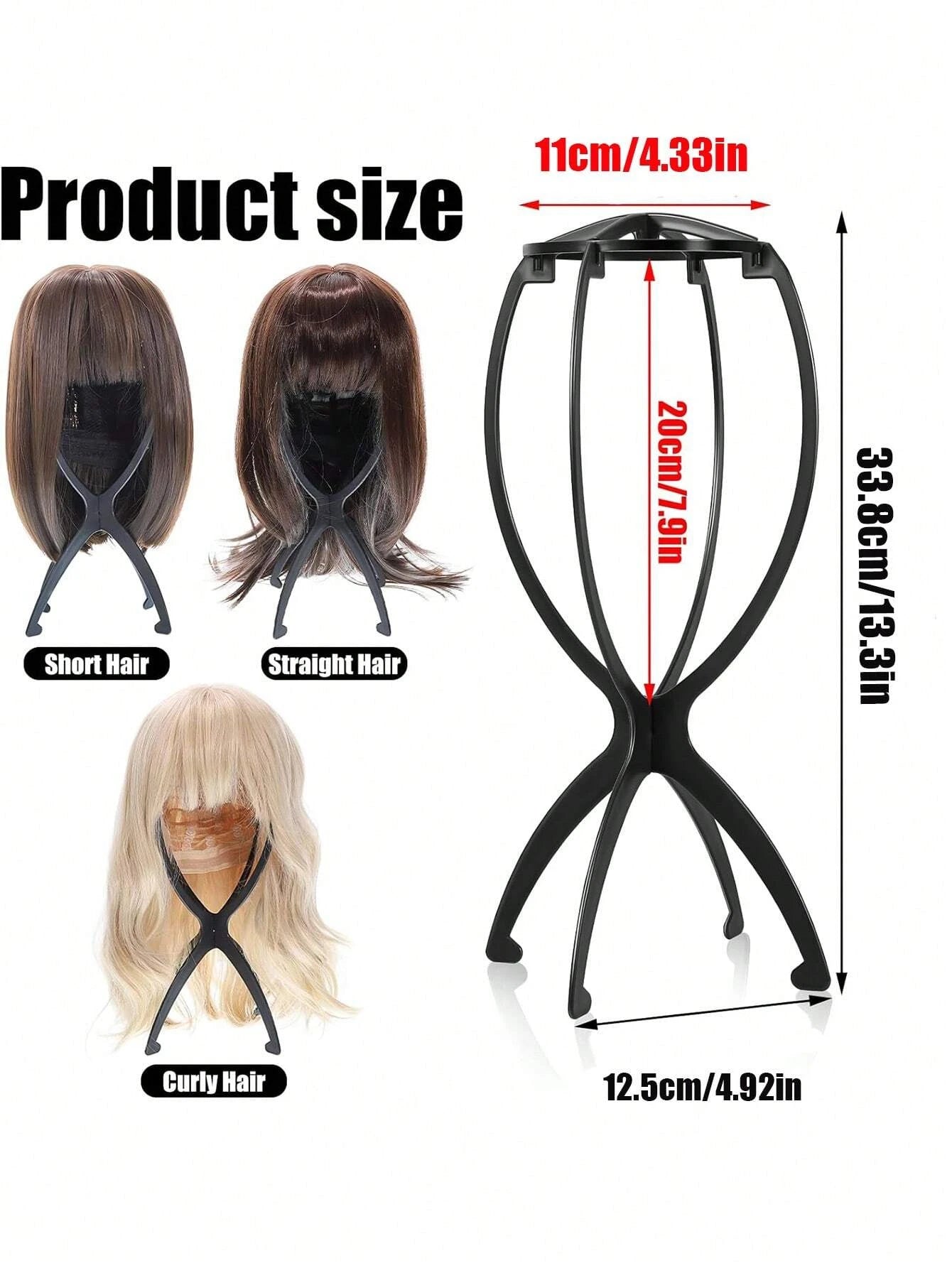 Portable Folding Wig Stand Hat Display Holder for Styling and Travel