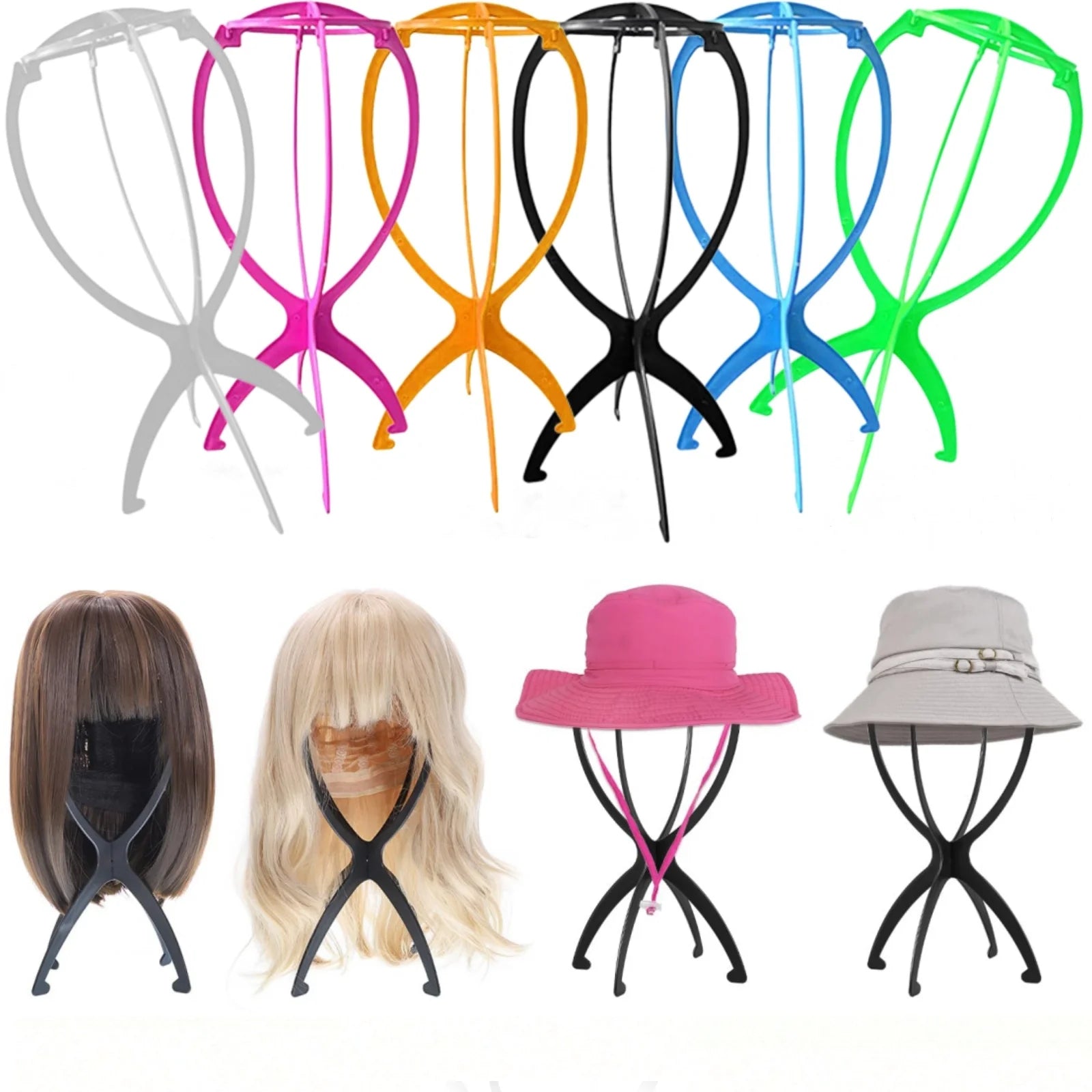 Portable Folding Wig Stand Hat Display Holder for Styling and Travel - 8